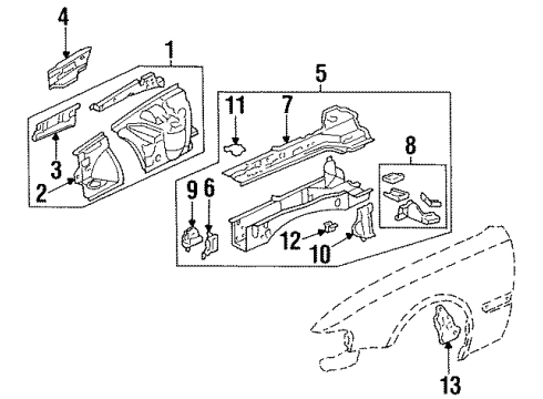 1998 Acura TL Structural Components & Rails Hook, Passenger Side Tie Down Diagram for 60831-SW5-A00ZZ