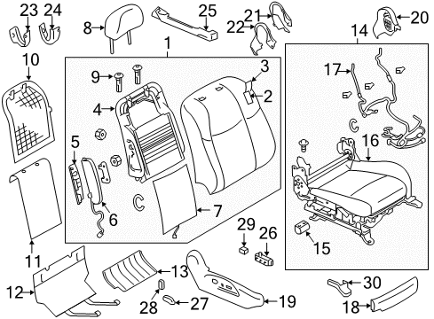 2012 Infiniti M35h Heated Seats Harness-Front Seat Diagram for 87019-1MA0A