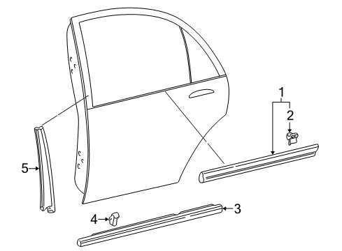 2001 Acura RL Exterior Trim - Rear Door Garnish, Right Rear Door Sash Diagram for 72930-SZ3-003