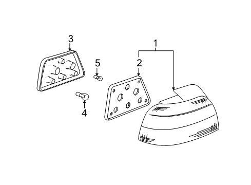 1998 BMW 528i Tail Lamps Set Of Rear Light Gaskets Diagram for 63212161597