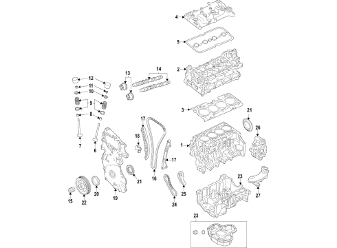 2021 INFINITI QX50 Engine Parts, Mounts, Cylinder Head & Valves, Camshaft & Timing, Variable Valve Timing, Oil Cooler, Oil Pan, Oil Pump, Crankshaft & Bearings Lifter-Valve Diagram for 13231-6RC2D