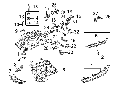 2006 Toyota Highlander Fuel System Components Clamp, BREATHER Tube Diagram for 77229-48030