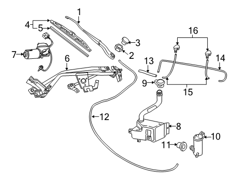 2004 Pontiac GTO Wiper & Washer Components Hose, Windshield Washer Pump Diagram for 92140058