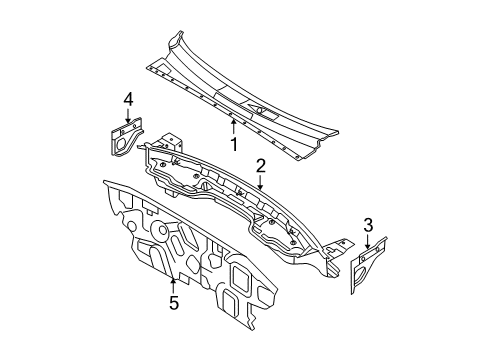 2007 Kia Sportage Cowl Insulator-Dash Panel Diagram for 84124-2E000