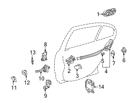 1999 Lexus GS300 Rear Door - Lock & Hardware Rear Door Outside Handle Assembly, Left Diagram for 69240-30190-A0