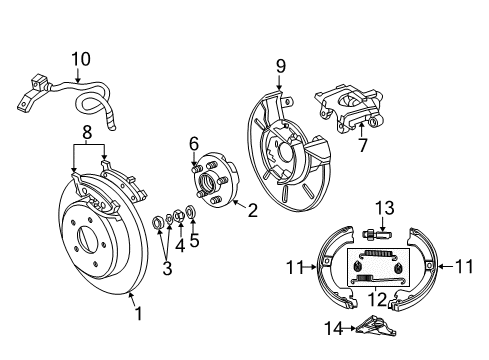 2003 Chrysler Town & Country Rear Brakes Drum-Brake Diagram for 4877433AG