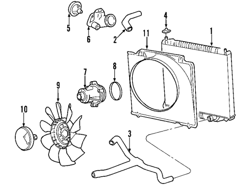 2001 Ford Excursion Cooling System, Radiator, Water Pump, Cooling Fan Lower Hose Diagram for YC3Z-8286-CE