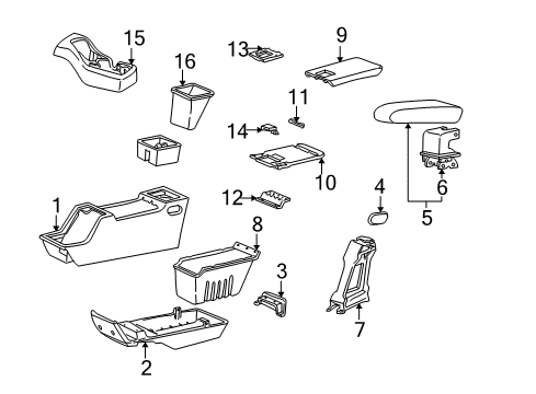 1995 Ford Explorer Center Console, Sound System Console Panel Diagram for XL2Z-98045A36-BAB