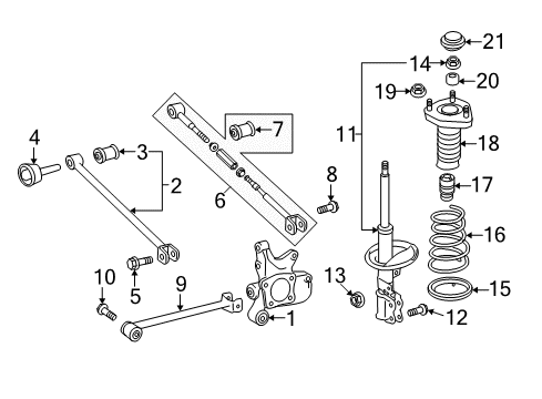 2010 Toyota Highlander Rear Suspension Components, Stabilizer Bar Strut Diagram for 48540-49516