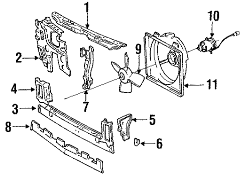 1991 Lexus ES250 Radiator Support Shroud Sub-Assy, Fan Diagram for 16711-62020
