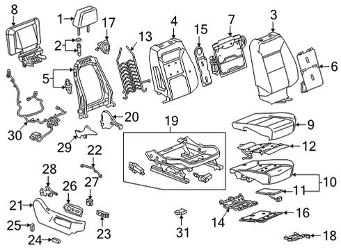 2021 Chevrolet Tahoe Heated Seats Seat Back Frame Diagram for 84808898