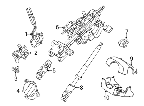 2022 Ford E-350 Super Duty Shroud, Switches & Levers Column Assembly U-Nut Diagram for -N808013-S439