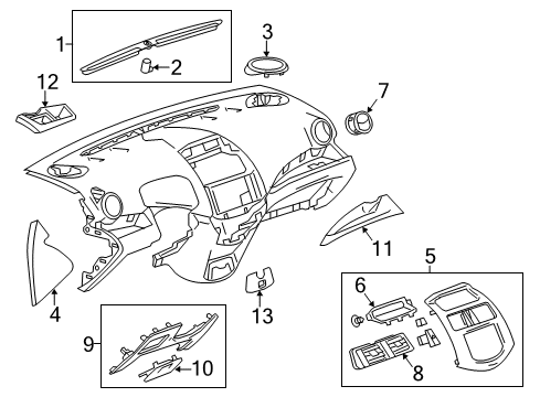2014 Chevrolet Spark Cluster & Switches, Instrument Panel Air Outlet Diagram for 94564445