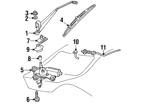 2001 Mercury Cougar Wiper & Washer Components Rear Motor Diagram for F8RZ-17508-EA