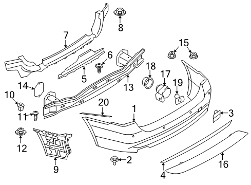 2019 BMW 330i GT xDrive Rear Bumper Rear Reflector, Rear Left Diagram for 63147417479