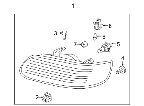 2001 Nissan Sentra Bulbs Driver Side Headlight Assembly Diagram for 26060-5M026