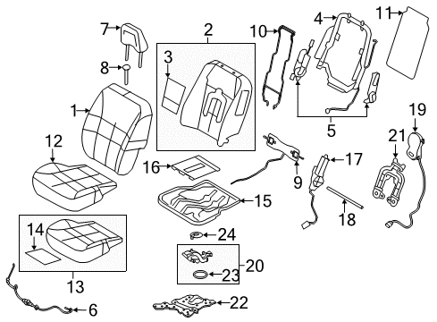 Diagram for 2013 Ford Edge Front Seat Components 