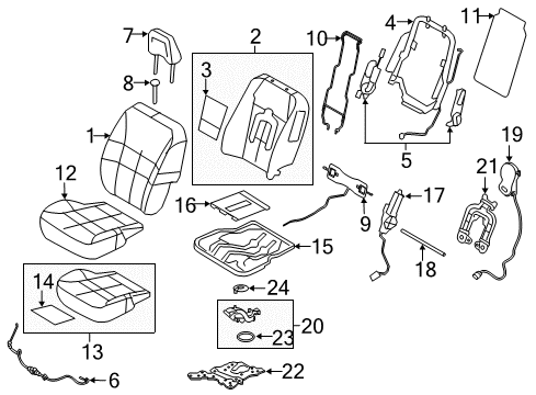 2011 Ford Edge Front Seat Components Seat Back Frame Diagram for 8T4Z-7861019-C