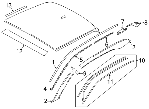 2016 BMW i3 Exterior Trim - Roof Retaining Strip, Outer Left Diagram for 51447296787