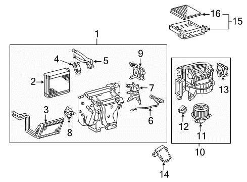 2008 Toyota 4Runner Blower Motor & Fan Evaporator Assembly Diagram for 87050-35080