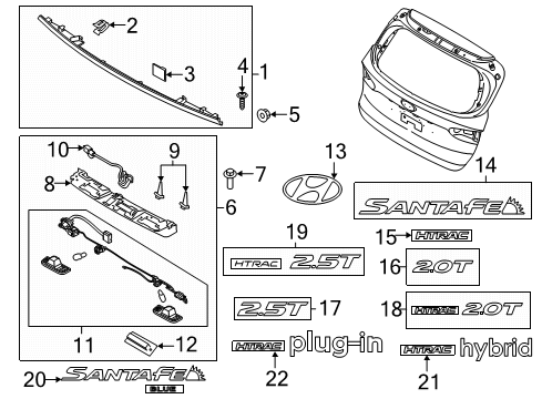 2021 Hyundai Santa Fe Parking Aid Clip-Mounting Diagram for 92550-3M000