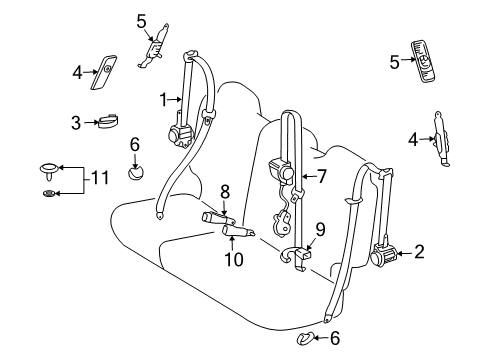 2010 Lexus LX570 Second Row Seat Belts Cover, Lap Belt Outer Diagram for 73233-60020-A0