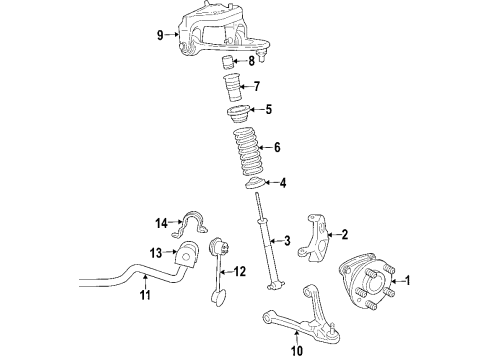 2003 Cadillac CTS Anti-Lock Brakes Hub & Bearing Diagram for 25693148
