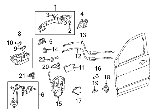 2007 Acura MDX Front Door - Lock & Hardware Checker, Right Front Door Diagram for 72340-STX-A02