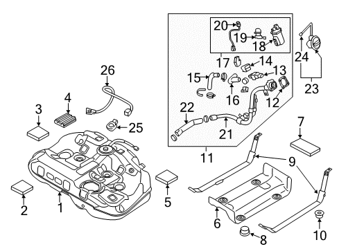 2018 Kia Optima Fuel Supply Filler Neck & Hose Assembly Diagram for 31030D5500