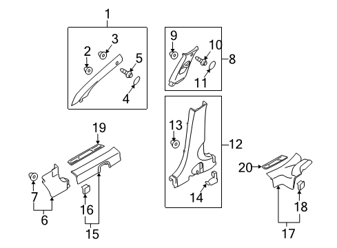 2015 Hyundai Tucson Interior Trim - Pillars, Rocker & Floor Trim Assembly-Front Pillar LH Diagram for 85810-2S101-MCH