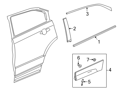 2021 Cadillac XT4 Exterior Trim - Rear Door Applique Diagram for 84963079