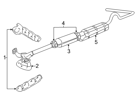 1993 Ford E-350 Econoline Club Wagon Exhaust Components, Exhaust Manifold Tail Pipe Diagram for E6UZ5263A
