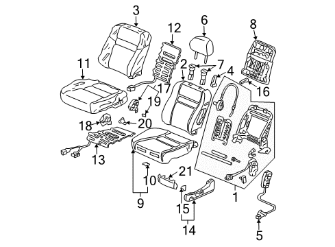 2003 Honda Accord Front Seat Components Pad, Right Front Seat Cushion (Tachi-S) Diagram for 81137-SDA-A02