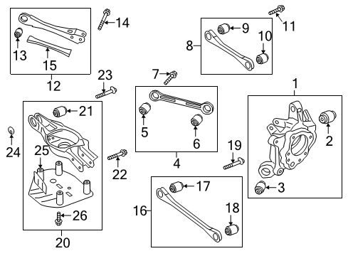 2021 Kia Stinger Rear Suspension Components, Lower Control Arm, Upper Control Arm, Stabilizer Bar Bush-Upper Arm Diagram for 55138J5000