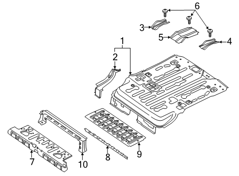 2017 Ford Transit Connect Rear Floor & Rails Front Floor Pan Diagram for DT1Z-6111160-A