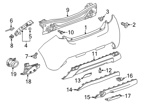 2015 Chevrolet Spark Rear Bumper Access Cover Diagram for 95961855