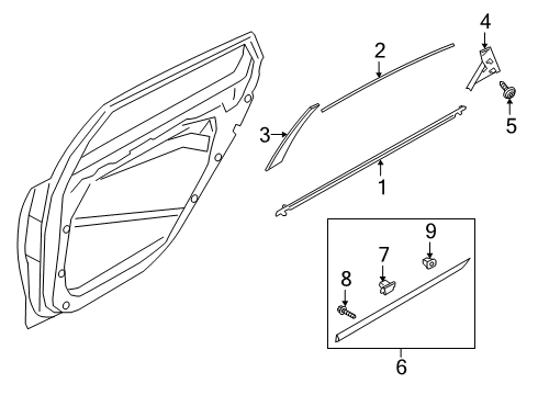 2020 Kia K900 Exterior Trim - Rear Door GARNISH Assembly-Rr Dr R Diagram for 83280J6000