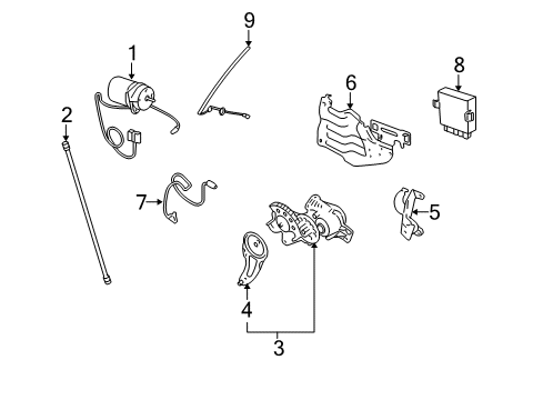 2007 Cadillac SRX Motor & Components Rod Asm, Lift Gate Actuator Diagram for 25764012