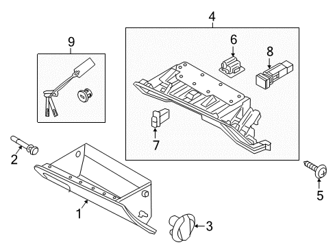 2020 Genesis G80 Glove Box Cover Assembly-Glove Box Upper Diagram for 84540-B1001-RNB