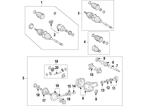 2011 Toyota Land Cruiser Front Axle, Axle Shafts & Joints, Differential, Drive Axles, Propeller Shaft Joint Set, Front Axle INBOARD Diagram for 43403-60030