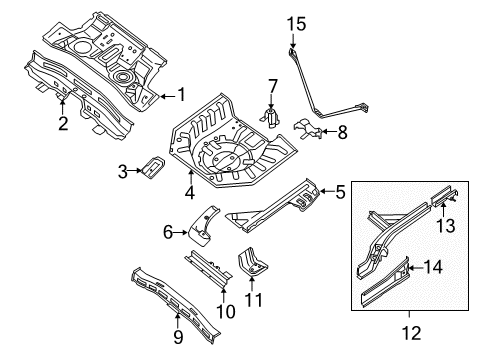 2012 Nissan Sentra Rear Body - Floor & Rails Floor-Rear, Front Diagram for 74510-ET030