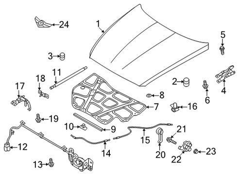 2022 Genesis G80 Hood & Components BUMPER-T/GATE OVERSLAM Diagram for 86410-T1500