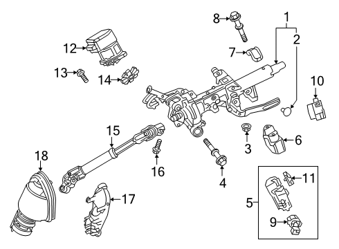 2022 Toyota Corolla Steering Column Assembly Interlock Solenoid Diagram for 45020-02540