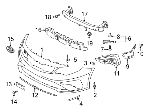 2020 Kia Optima Front Bumper Pad U Diagram for 86543D5500