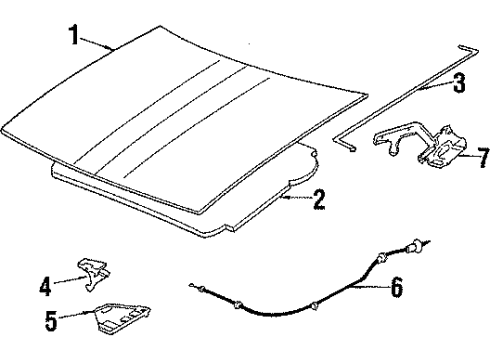 1986 Chevrolet Cavalier Hood & Components Latch, Hood Secondary Diagram for 14067073