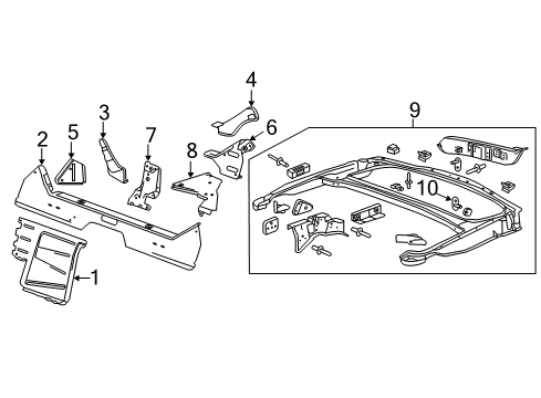 2018 Chevrolet Corvette Rear Body Front Panel Diagram for 20982117