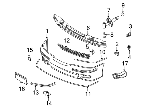 2003 BMW M5 Front Bumper Panel, Bumper, Primed, Front Diagram for 51112498507