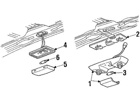 1993 GMC G3500 Interior Trim - Roof Lamp Asm-Dome & Reading *Marked Print Diagram for 15677109