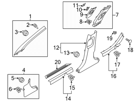 2022 Hyundai Sonata Interior Trim - Pillars Trim Assembly-FR Pillar LH Diagram for 85810-L0000-MMH
