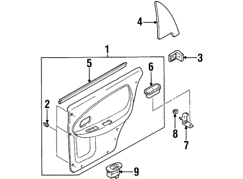 1999 Kia Sephia Front Door Rear Power Window Switch Assembly Diagram for 0K2A266380C
